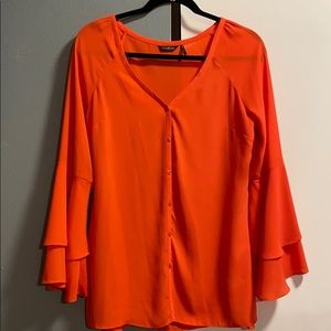 Guess by Marciano orange blouse with bell sleeves